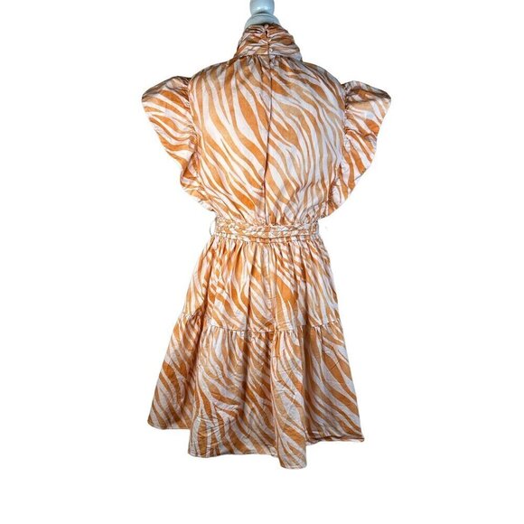 Derek Lam Collective Zebra Cutout Mini Dress in Orange 44 Womens - Picture 7 of 13